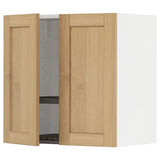 METOD wall cabinet w dish drainer/2 doors, white/Forsbacka oak, 60x60 cm