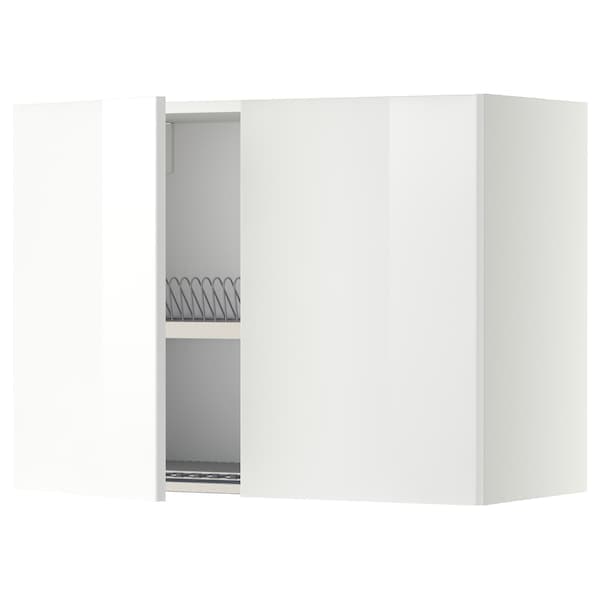 METOD Wall cabinet with drainer/2 doors - white/Ringhult white 80x60 cm , 80x60 cm - best price from Maltashopper.com 29457452