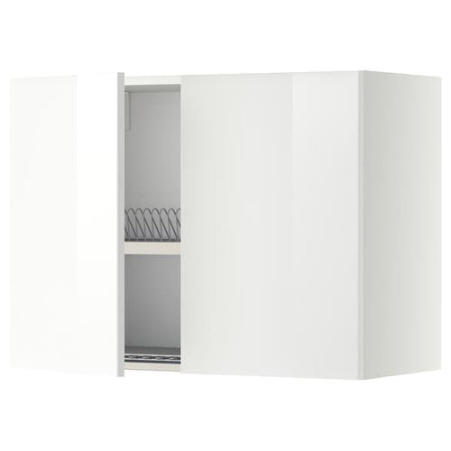 METOD Wall cabinet with drainer/2 doors - white/Ringhult white 80x60 cm , 80x60 cm