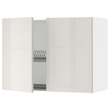 METOD wall cabinet w dish drainer/2 doors, white/Ringhult light grey, 80x60 cm