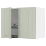 METOD wall cabinet w dish drainer/2 doors, white/Stensund light green, 80x60 cm
