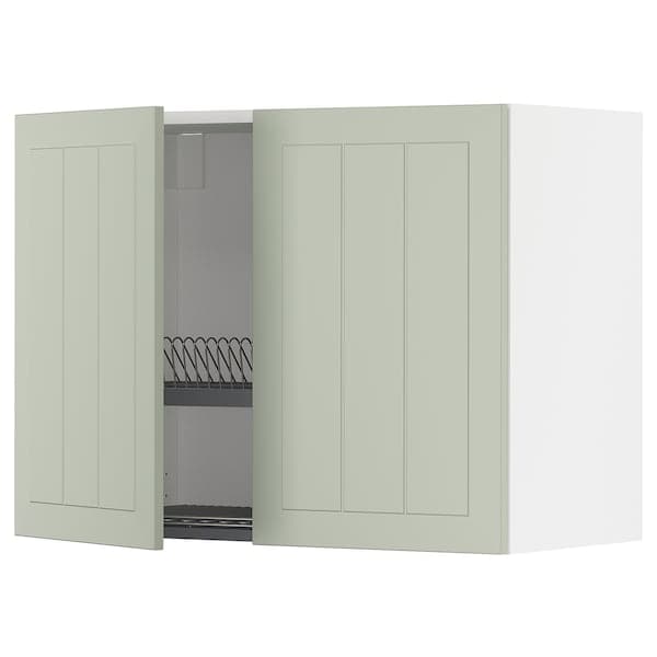 Ikea METOD - Wall unit with dish rack/2 doors, white/Stensund light green, 80x60 cm