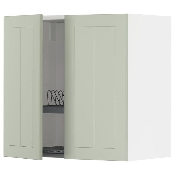 Ikea METOD - Wall unit with dish rack/2 doors, white/Stensund light green, 60x60 cm