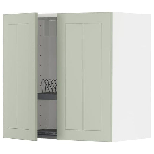 Ikea METOD - Wall unit with dish rack/2 doors, white/Stensund light green, 60x60 cm