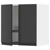 METOD wall cabinet w dish drainer/2 doors, white/Upplöv matt anthracite, 60x60 cm