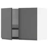 METOD wall cabinet w dish drainer/2 doors, white/Voxtorp dark grey, 80x60 cm