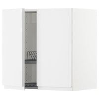 METOD wall cabinet w dish drainer/2 doors, white/Voxtorp high-gloss/white, 60x60 cm