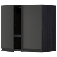 METOD wall cabinet w dish drainer/2 doors, black/Upplöv matt anthracite, 60.0x60.0x38.6 cm