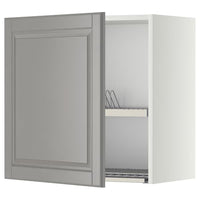 METOD wall cabinet with dish drainer, white/Bodbyn grey, 60x60 cm