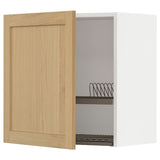 METOD wall cabinet with dish drainer, white/Forsbacka oak, 60x60 cm