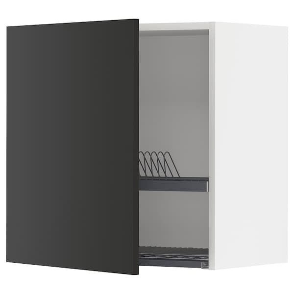 Ikea METOD - Wall unit with dish rack, white/Nickebo anthracite matt, 60x60 cm