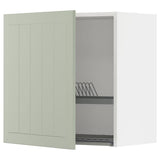 METOD wall cabinet with dish drainer, white/Stensund light green, 60x60 cm