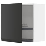 METOD wall cabinet with dish drainer, white/Upplöv matt anthracite, 60x60 cm