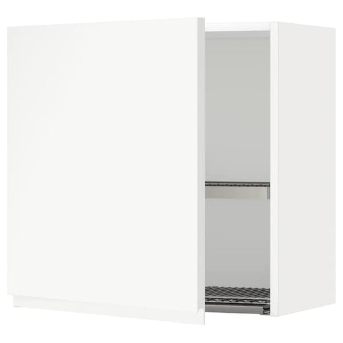 METOD wall cabinet with dish drainer, white/Voxtorp matt white, 60x60 cm