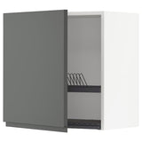 METOD wall cabinet with dish drainer, white/Voxtorp dark grey, 60x60 cm
