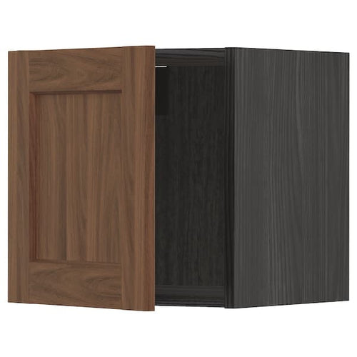 METOD - Wall cabinet, black Enköping/brown walnut effect, 40x40 cm