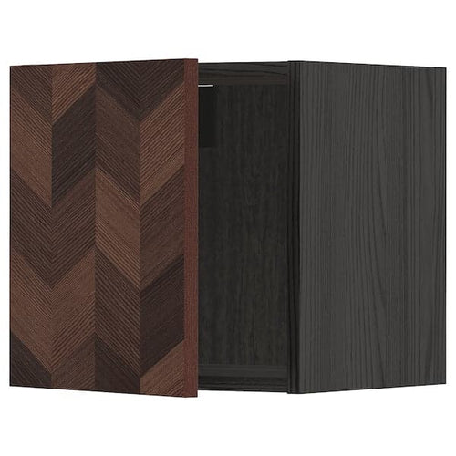 METOD - Wall cabinet, black Hasslarp/brown patterned, 40x40 cm