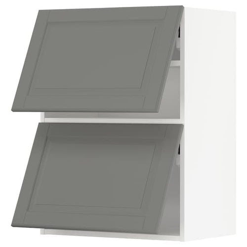 METOD - Wall cab horizo 2 doors w push-open, white/Bodbyn grey, 60x80 cm