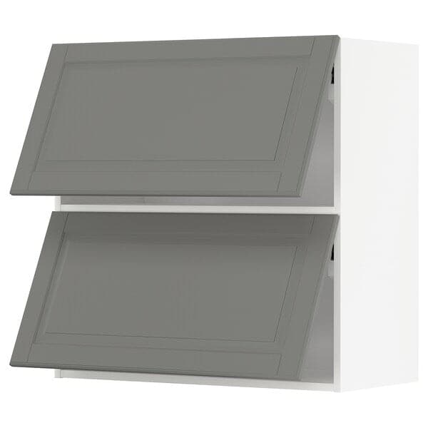 Ikea METOD - Wall cab horizo 2 doors w push-open, white/Bodbyn grey, 80x80 cm