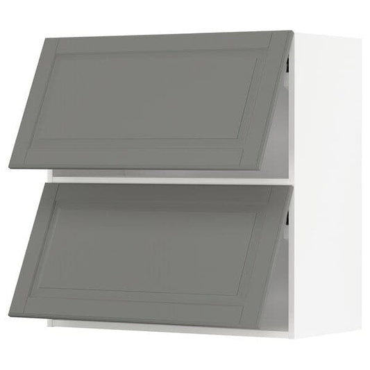 Ikea METOD - Wall cab horizo 2 doors w push-open, white/Bodbyn grey, 80x80 cm