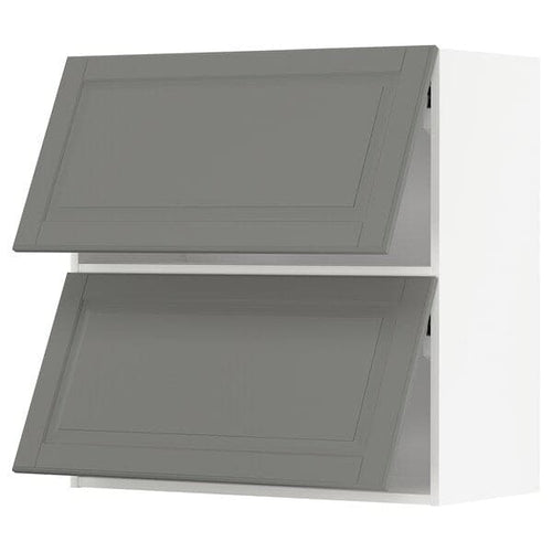 METOD - Wall cab horizo 2 doors w push-open, white/Bodbyn grey, 80x80 cm