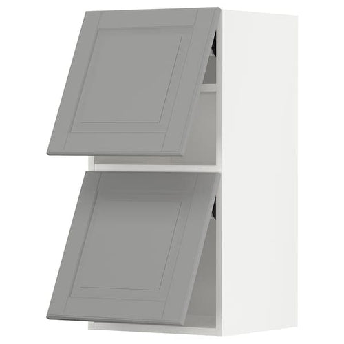 METOD wall cab horizo 2 doors w push-open, white/Bodbyn grey, 40x80 cm