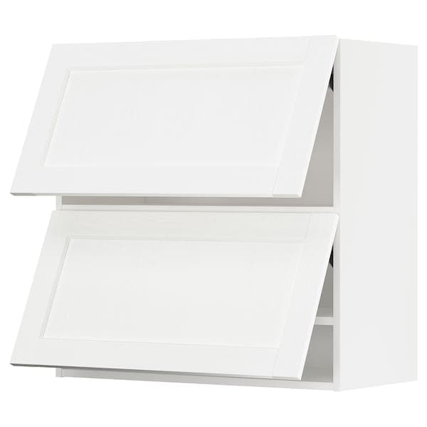 METOD - Wall cab horizo 2 doors w push-open, white Enköping/white wood effect, 80x80 cm - best price from Maltashopper.com 19473495