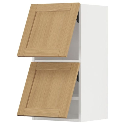 METOD - Wall cab horizo 2 doors w push-open, white/Forsbacka oak, 40x80 cm