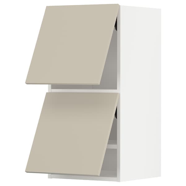 METOD - Wall cab horizo 2 doors w push-open, white/Havstorp beige