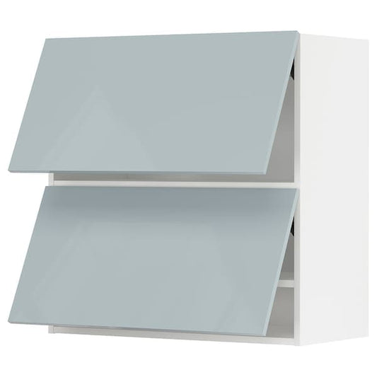 Ikea METOD - Wall cab horizo 2 doors w push-open, white/Kallarp light grey-blue, 80x80 cm