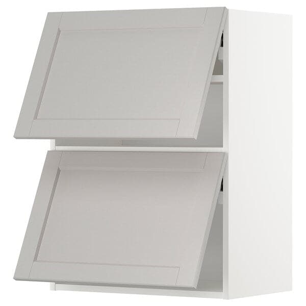 METOD - Wall cab horizo 2 doors w push-open, white/Lerhyttan light grey, 60x80 cm - best price from Maltashopper.com 29394501