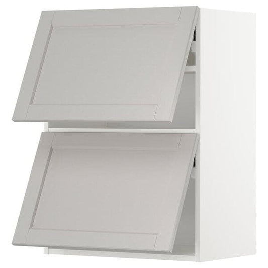 METOD - Wall cab horizo 2 doors w push-open, white/Lerhyttan light grey, 60x80 cm - best price from Maltashopper.com 29394501