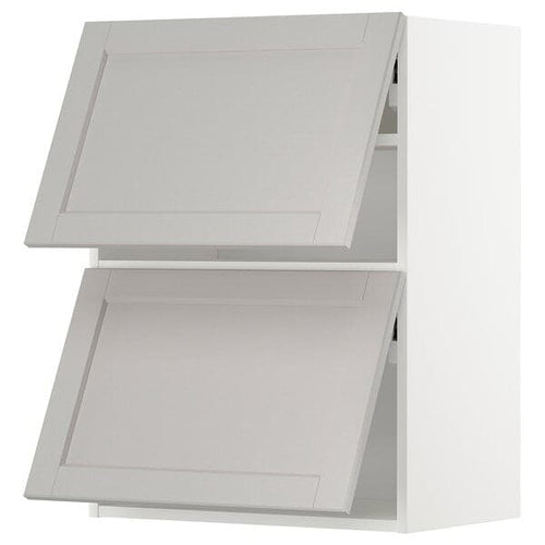 METOD - Wall cab horizo 2 doors w push-open, white/Lerhyttan light grey, 60x80 cm