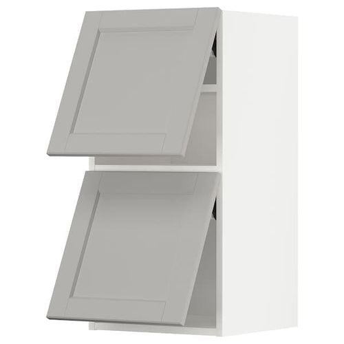 METOD - Wall cab horizo 2 doors w push-open, white/Lerhyttan light grey , 40x80 cm