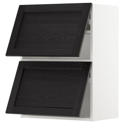 METOD - Wall cab horizo 2 doors w push-open, white/Lerhyttan black stained , 60x80 cm