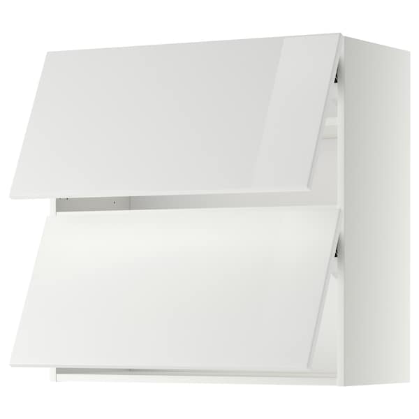 METOD - Wall cab horizo 2 doors w push-open, white/Ringhult white, 80x80 cm