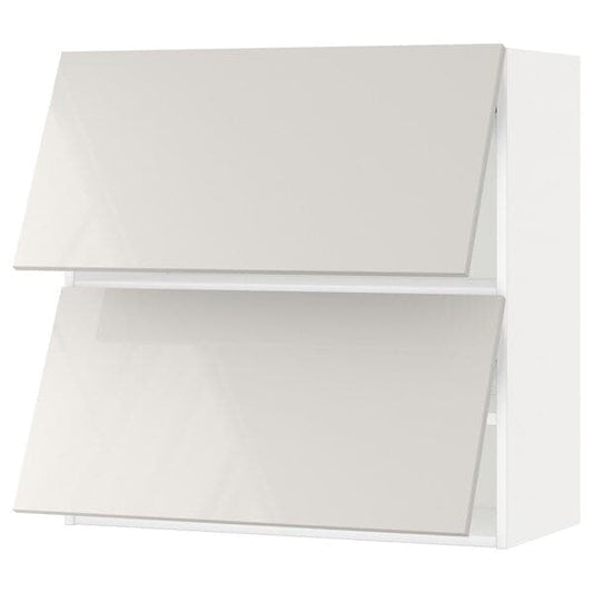 Ikea METOD - Wall cab horizo 2 doors w push-open, white/Ringhult light grey , 80x80 cm