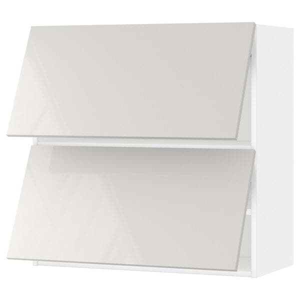 METOD - Wall cab horizo 2 doors w push-open, white/Ringhult light grey , 80x80 cm