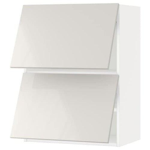 METOD wall cab horizo 2 doors w push-open, white/Ringhult light grey, 60x80 cm