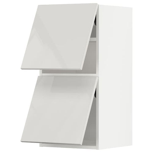 METOD wall cab horizo 2 doors w push-open, white/Ringhult light grey, 40x80 cm