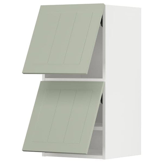 Ikea METOD - Wall cab horizo 2 doors w push-open, white/Stensund light green , 40x80 cm