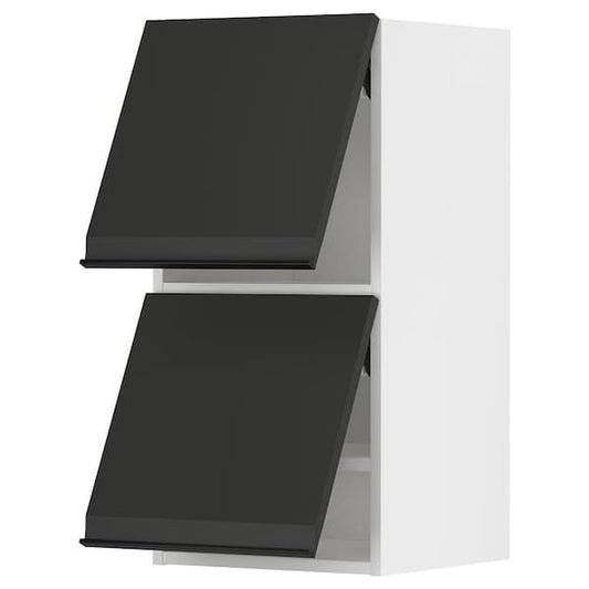 Ikea METOD - Wall cab horizo 2 doors w push-open, white/Upplöv matt anthracite , 40x80 cm