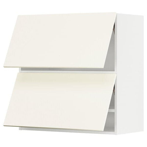 METOD - Wall cab horizo 2 doors w push-open, white/Vallstena white, 80x80 cm