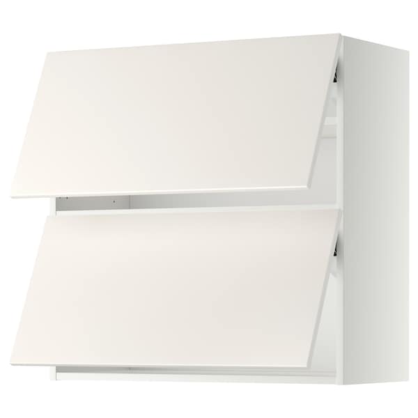 METOD - Wall cab horizo 2 doors w push-open, white/Veddinge white, 80x80 cm