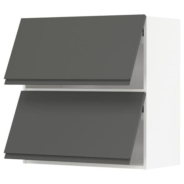 Ikea METOD - Wall cab horizo 2 doors w push-open, white/Voxtorp dark grey, 80x80 cm