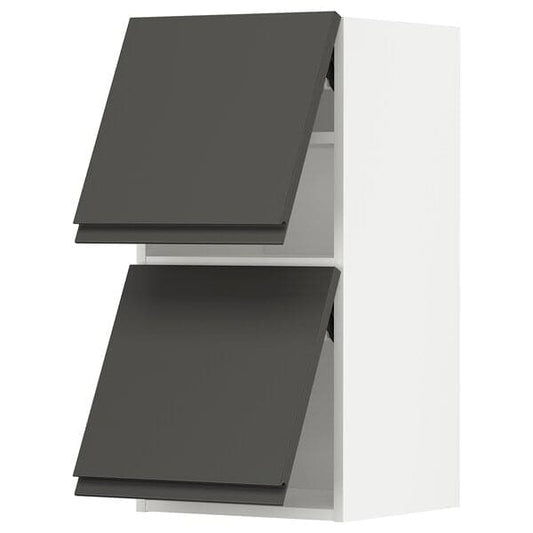 Ikea METOD - Wall cab horizo 2 doors w push-open, white/Voxtorp dark grey, 40x80 cm