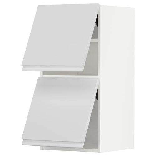 METOD wall cab horizo 2 doors w push-open, white/Voxtorp high-gloss/white, 40x80 cm