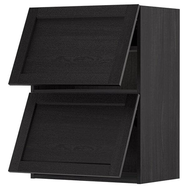METOD - Wall cab horizo 2 doors w push-open, black/Lerhyttan black stained , 60x80 cm - best price from Maltashopper.com 89393787