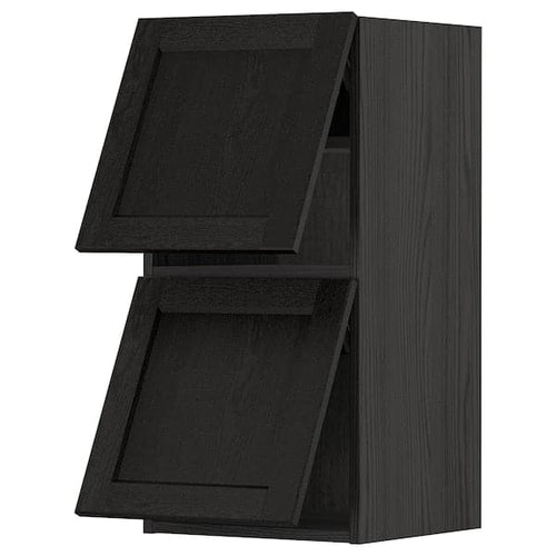 METOD - Wall cab horizo 2 doors w push-open, black/Lerhyttan black stained , 40x80 cm