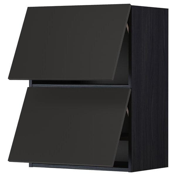 METOD - Wall cab horizo 2 doors w push-open, black/Nickebo matt anthracite, 60x80 cm